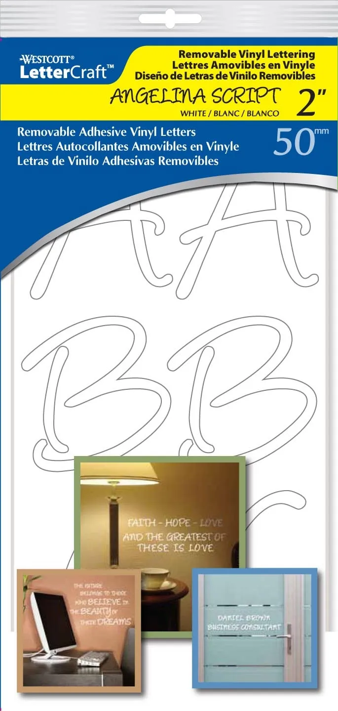 Permanent Vinyl Lettering, Angelina Script 2 Inch