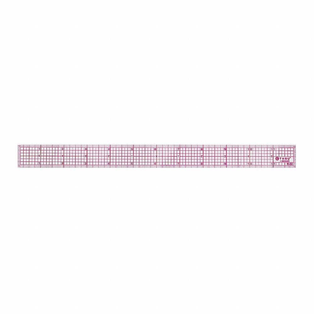 Ruler, Plastic, Lined, 16ths, 12in, Transprnt