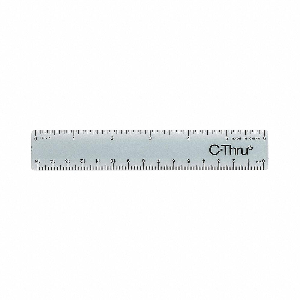 Ruler, Plastic, Lined, 16ths, 6in, Smoky Gray