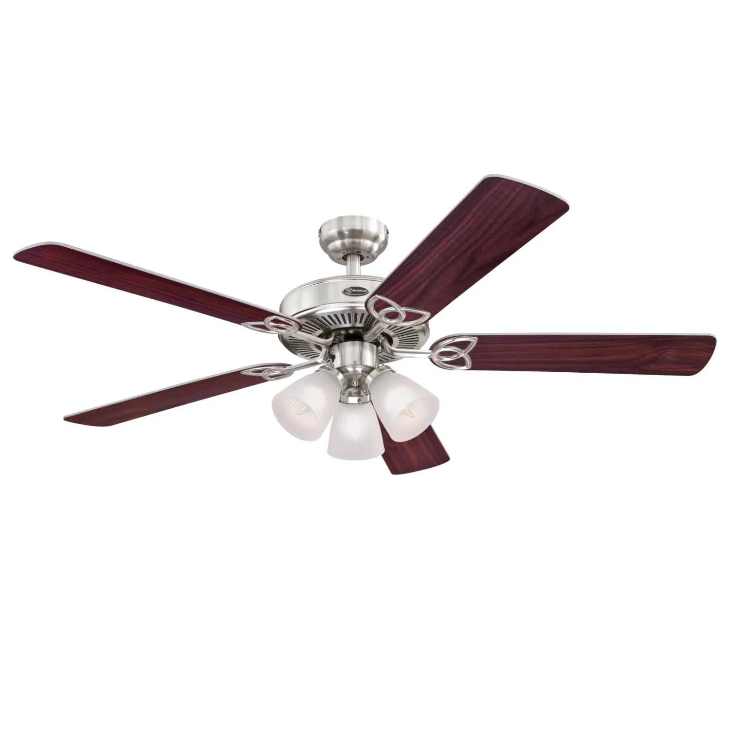 Vintage 52 Inch 5-Blade Nckl Indoor Ceiling Fan w/Dimmable LED Lght Fxture