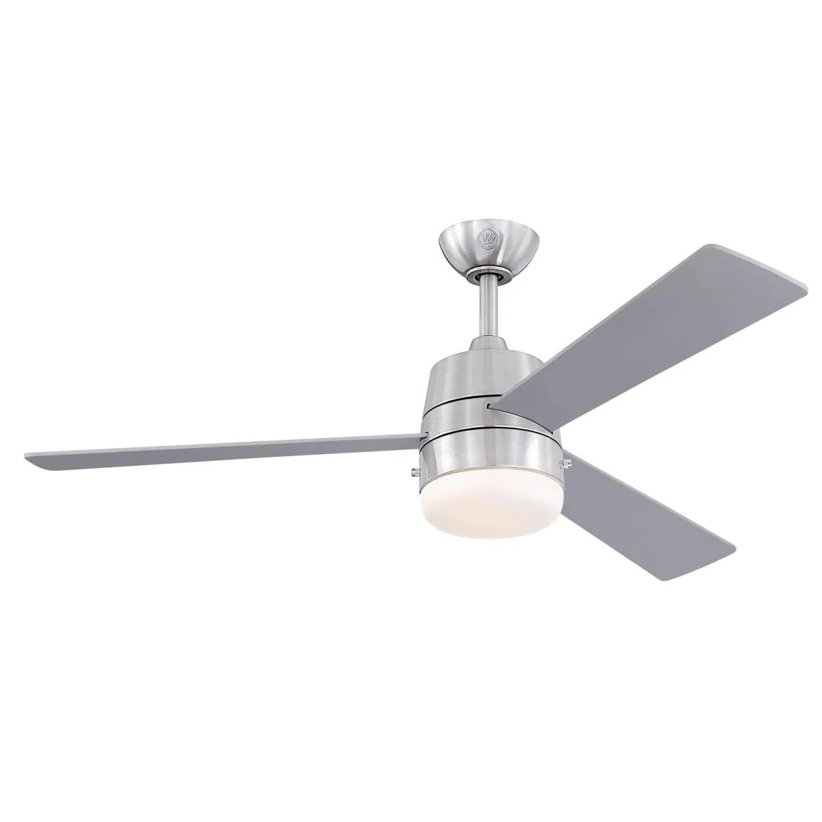 Ceiling Fan Indoor 52In Brinley DmLED BrNk Rvrs 3-Bld Slv/Gry Opl Fr Glass