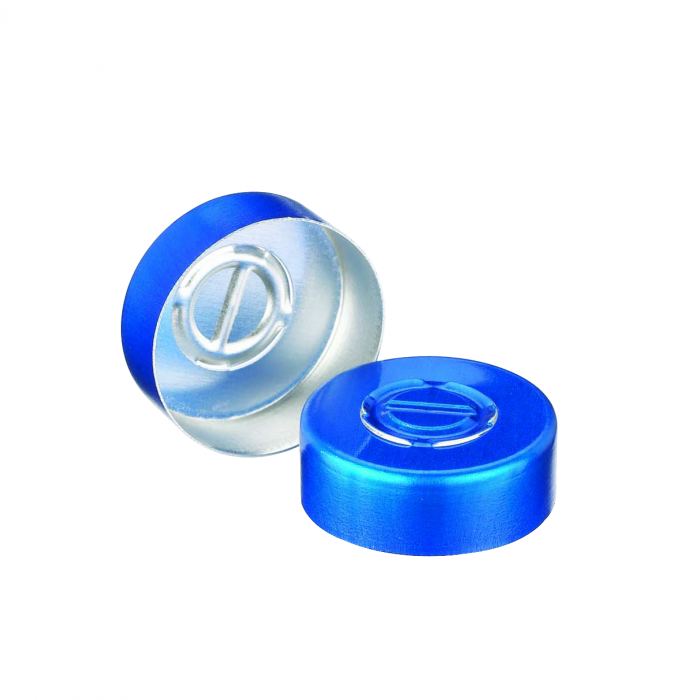 Unlined Aluminum Seal, 20 mm, Blue, Center Disc Tear-Out