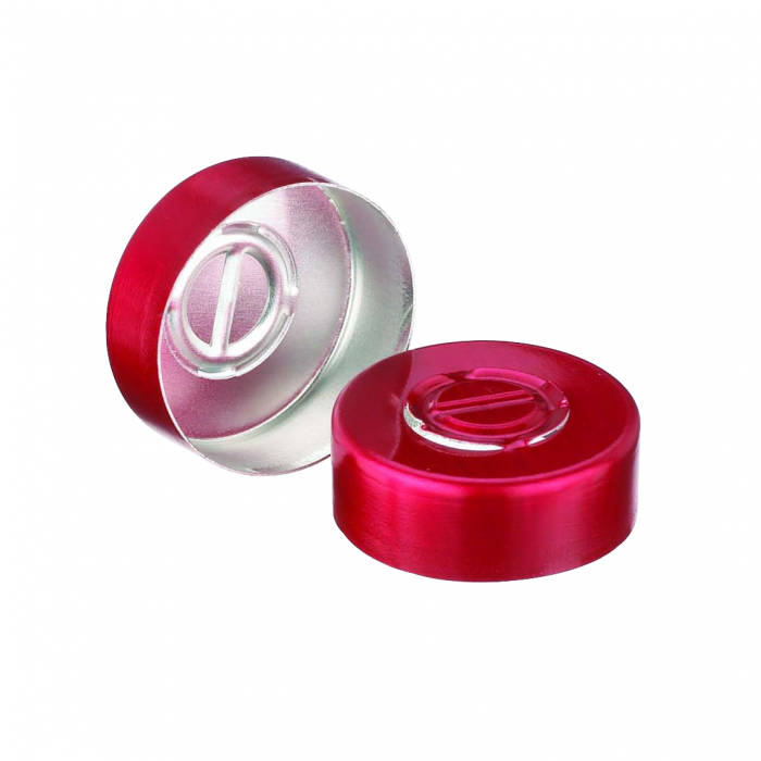 Unlined Aluminum Seal, 20 mm, Red, Center Disc Tear-Out