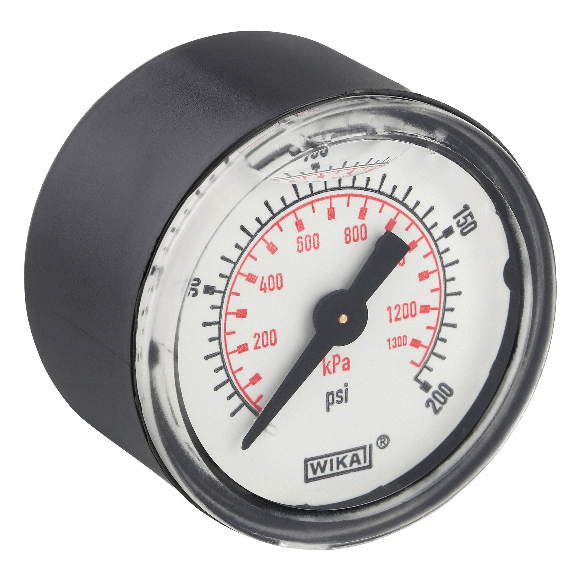 WIKA 113.13.15.200.B Commercial Pressure Gauge, Liquid-Filled, 0 To 200 PSI, 1 1/2 Inch Dial | CV3QEP 448M15