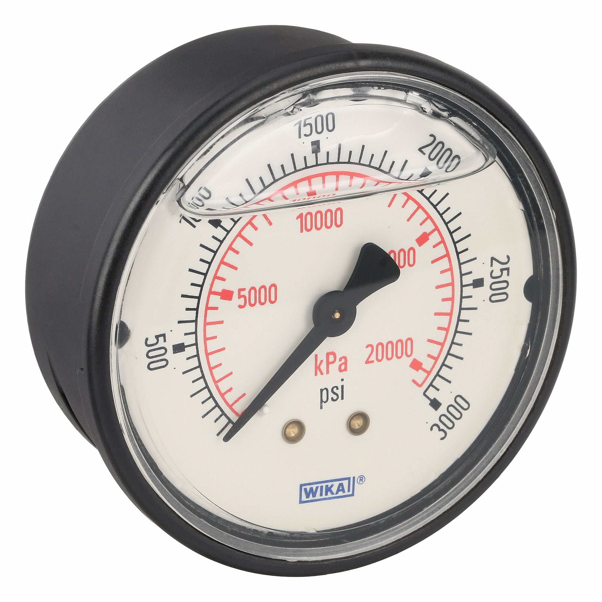 WIKA 113.13.25.3000.B Commercial Pressure Gauge, 0 To 3000 PSI, 2 1/2 Inch Dial, 1/4 Inch Npt Male | CV3QEZ 400R08