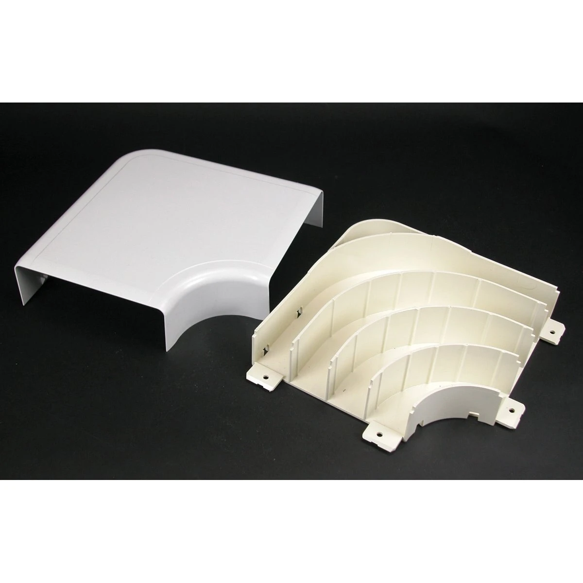 Radiused Flat Elbow Fitting, White, PVC