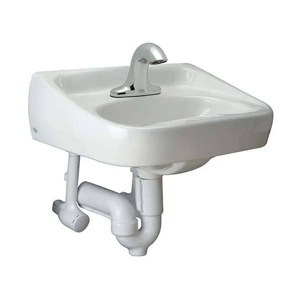 Sensor Hand Washing System, Wall Hung Lavatory, 4 Inch Centerset Battery Sensor Faucet