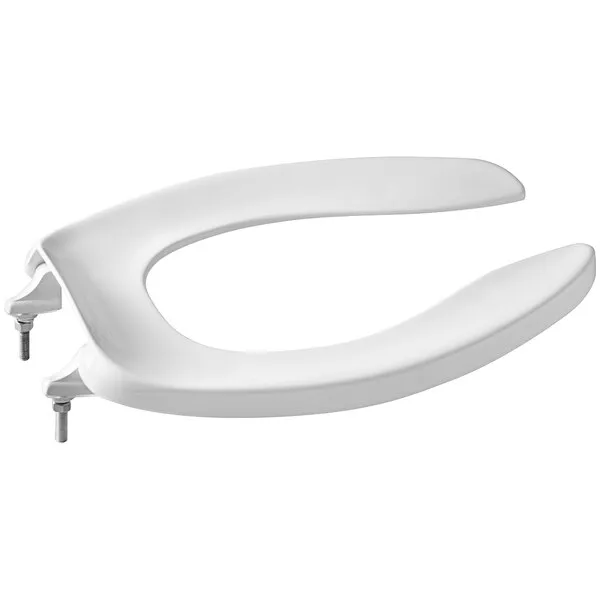 Open-Front Toilet Seat, Stainless Steel Check Hinge, No Cover, White